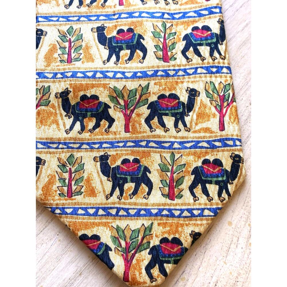 VTG Lands' End 100% Silk Camel Caravan Novelty Tie Preppy Office Grandpa USA